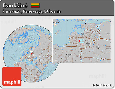 Gray Location Map of Daukšinė, hill shading