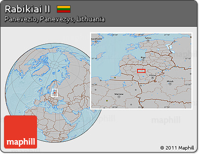 Gray Location Map of Rabikiai II, hill shading