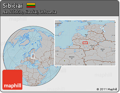 Gray Location Map of Sibičiai, hill shading