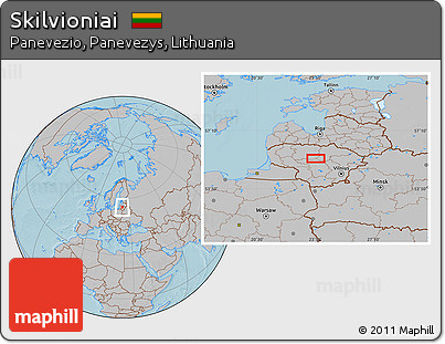 Gray Location Map of Skilvioniai, hill shading