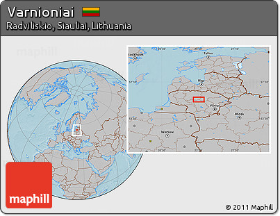 Gray Location Map of Varnioniai, hill shading
