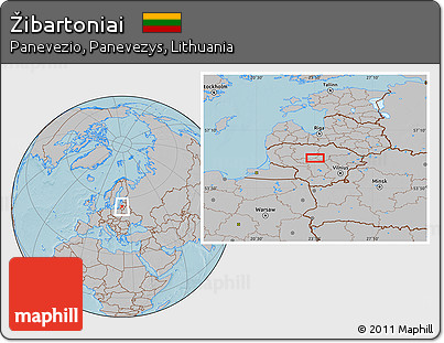 Gray Location Map of Žibartoniai, hill shading