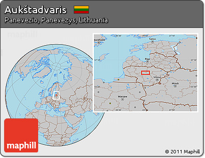 Gray Location Map of Aukštadvaris