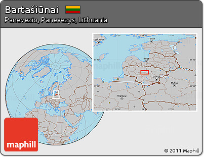 Gray Location Map of Bartašiūnai