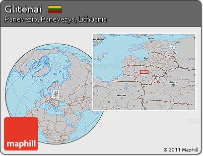 Gray Location Map of Glitėnai