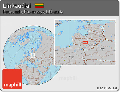 Gray Location Map of Linkaučiai