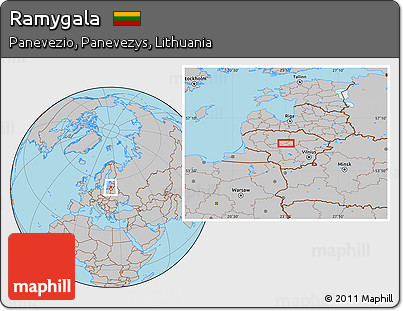 Gray Location Map of Ramygala