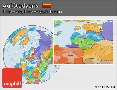 Political Location Map of Aukštadvaris