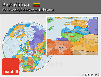 Political Location Map of Bartašiūnai