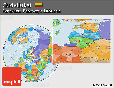 Political Location Map of Gudeliukai