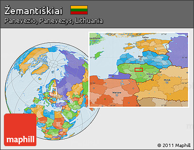 Political Location Map of Žemantiškiai