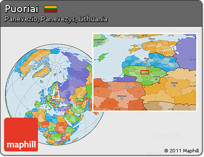 Political Location Map of Puoriai