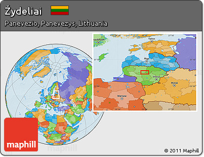 Political Location Map of Žydeliai