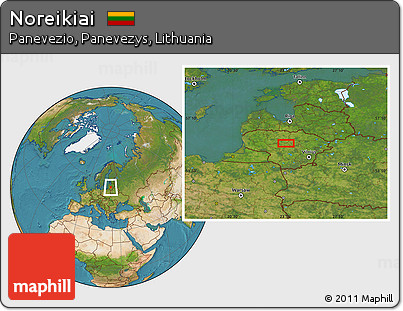 Satellite Location Map of Noreikiai