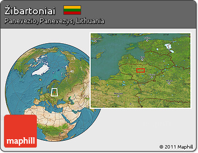 Satellite Location Map of Žibartoniai