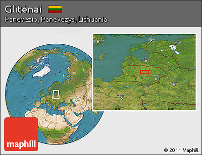 Satellite Location Map of Glitėnai