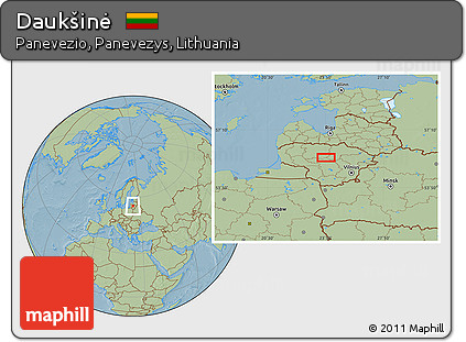 Savanna Style Location Map of Daukšinė, hill shading