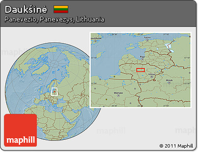 Savanna Style Location Map of Daukšinė, hill shading