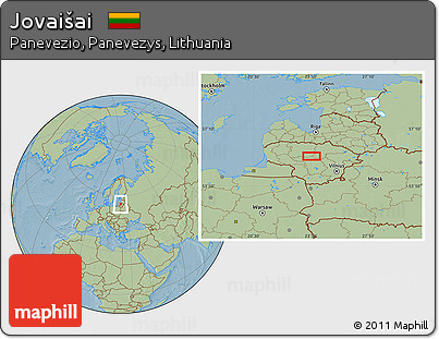 Savanna Style Location Map of Jovaišai, hill shading