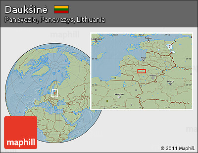 Savanna Style Location Map of Daukšinė, hill shading