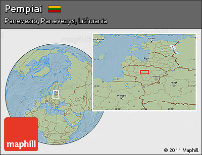 Savanna Style Location Map of Pempiai, hill shading