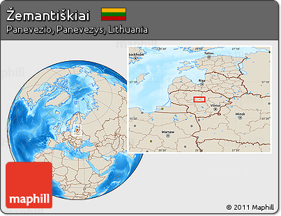 Shaded Relief Location Map of Žemantiškiai