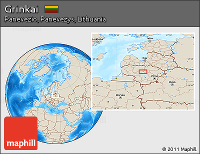 Shaded Relief Location Map of Grinkai