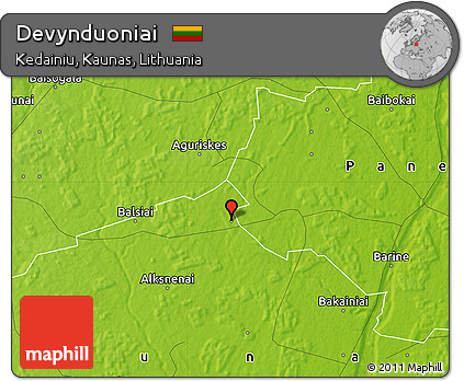 Physical Map of Devynduoniai