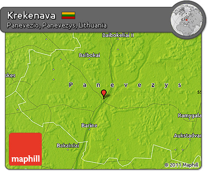 Physical Map of Krekenava