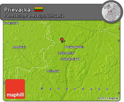 Physical Map of Prievačka