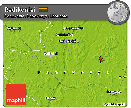 Physical Map of Radikoniai