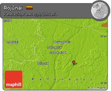 Physical Map of Rojūnai