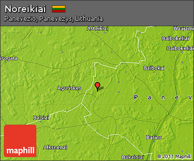 Physical Map of Noreikiai