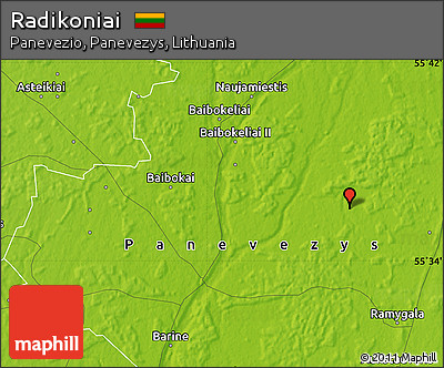 Physical Map of Radikoniai