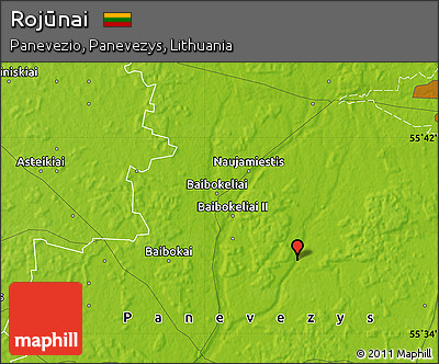 Physical Map of Rojūnai