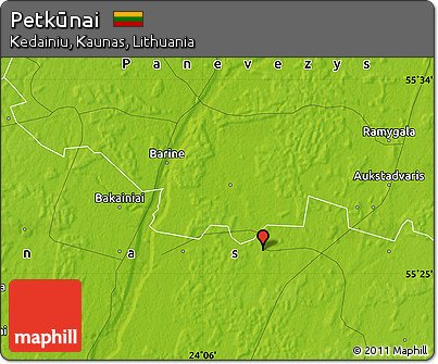 Physical Map of Petkūnai
