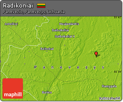 Physical Map of Radikoniai