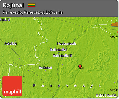 Physical Map of Rojūnai