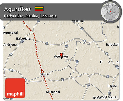 Shaded Relief Map of Aguriškės