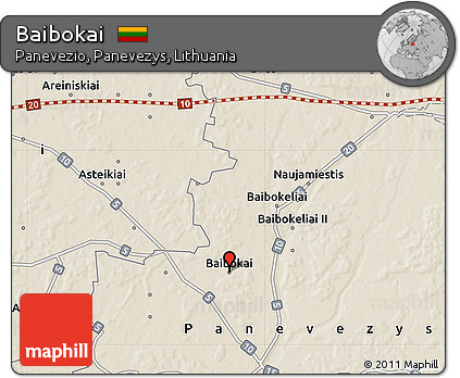 Shaded Relief Map of Baibokai