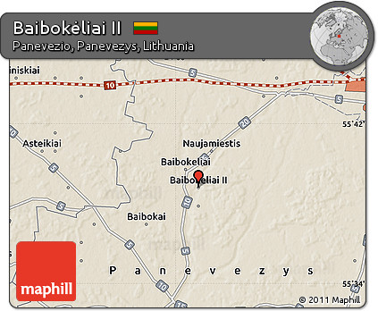 Shaded Relief Map of Baibokėliai II