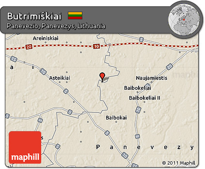 Shaded Relief Map of Butrimiškiai