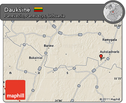 Shaded Relief Map of Daukšinė