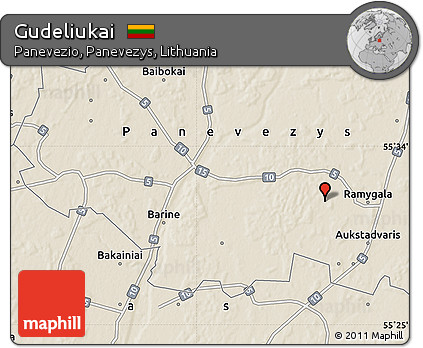 Shaded Relief Map of Gudeliukai