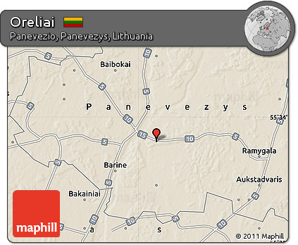 Shaded Relief Map of Oreliai