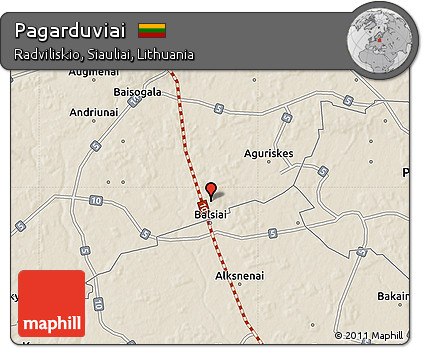 Shaded Relief Map of Pagarduviai