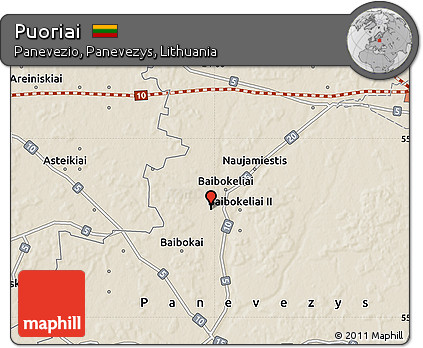 Shaded Relief Map of Puoriai