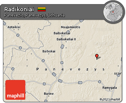 Shaded Relief Map of Radikoniai