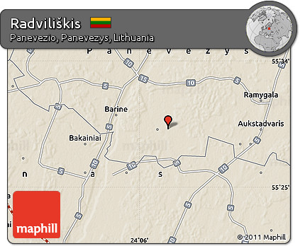 Shaded Relief Map of Radviliškis