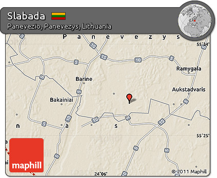 Shaded Relief Map of Slabada